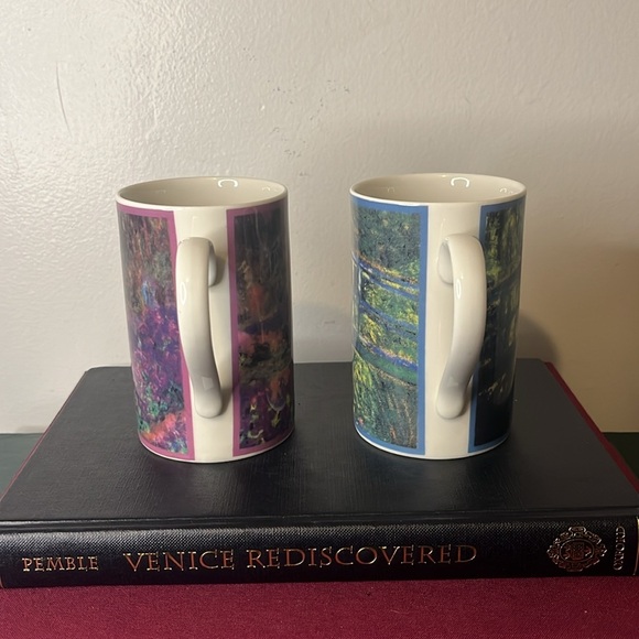 Pair of Dunoon Stoneware Claude Monet Inspired Coffee Tea Mugs Scotland - Picture 2 of 6